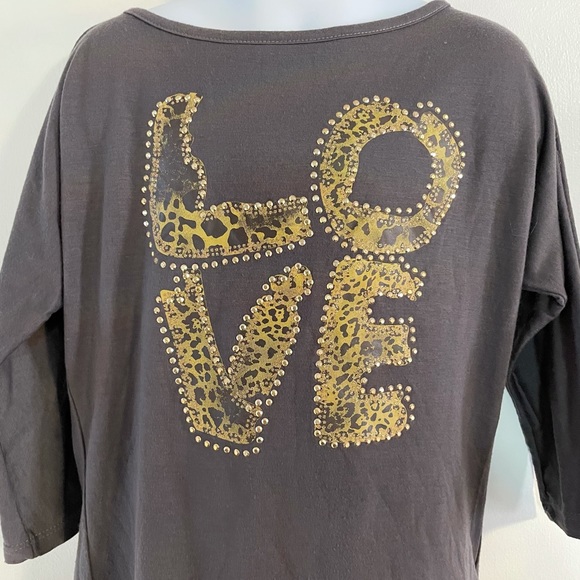 Girl’s Yom Yom Gray Jeweled LOVE Shirt Size 8 - Picture 8 of 10